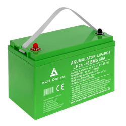 Akumulator Litowy AZO Digital LiFePO4 50Ah 24V BMS Bluetooth / Mata 11kg
